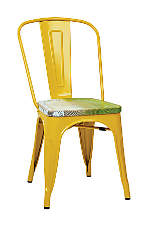 Office Star™ Bristow Armless Chairs with Wood Seats, Pine Alice/Yellow, Set Of 4 Chairs