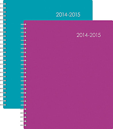i.e.® Weekly/Monthly Planner, 7" x 9", Pink/Teal Paisley, July 2014-June 2015