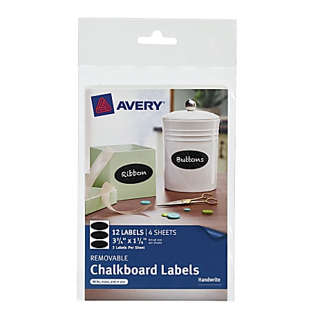 Avery® Chalkboard Labels, 73303, 3 3/4" x 1 3/4", Black, Pack Of 12