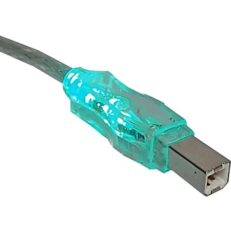 QVS USB 2.0 480Mbps Type A Male to B Male Translucent Cable with LEDs - 10 ft USB Data Transfer Cable for Printer, Scanner, Storage Drive - First End: 1 x USB Type A - Male - Second End: 1 x USB Type B - Male - Shielding - Green