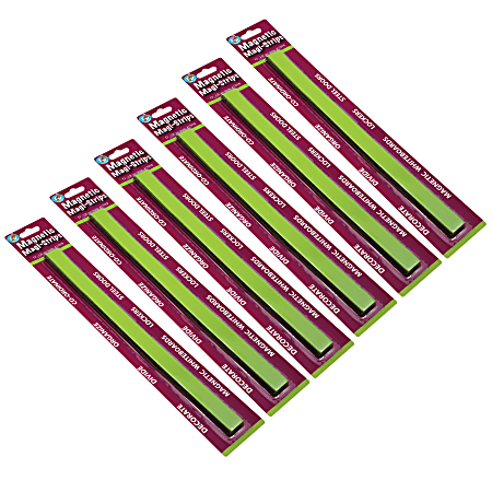 Ashley Productions Magnetic Magi-Strips, 3/4” x 12’, Lime Green, 12 Strips Per Pack, Set Of 6 Packs