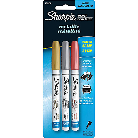 Sharpie Metallic Glitter Paint Markers Extra Fine Marker Point Gold Silver  Copper Rose Water Based Ink 3 Pack - Office Depot