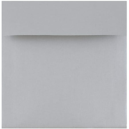 JAM Paper® Square Stardream Metallic Envelopes, 6" x 6", Gummed Seal, Silver, Pack Of 25