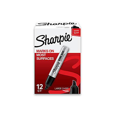 Sharpie® King-Size™ Permanent Markers, Black, Pack Of 12