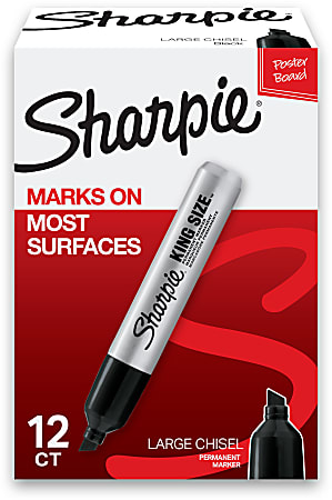 Sharpie® King-Size™ Permanent Markers, Black, Pack Of 12