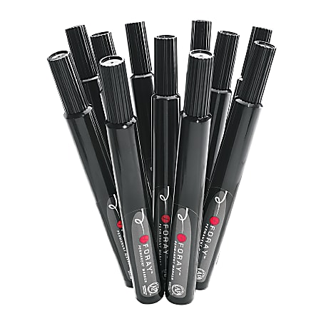 FORAY Desk Style Permanent Markers Black Pack Of 12