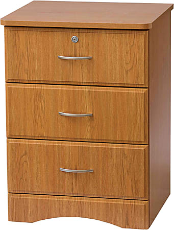Medline Northgate Patient Bedside Cabinet, 3 Drawers, 30"H x 20 1/2"W x 18"D, Solar Oak