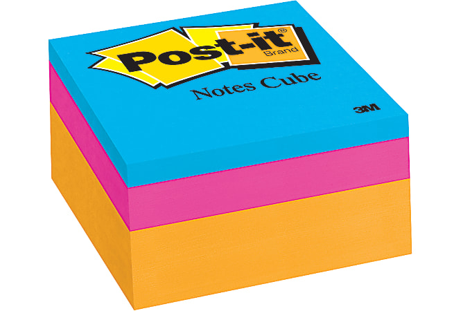 Post-it® Notes Memo Cubes, 3" x 3", Orange Wave, Pack Of 1 Cube