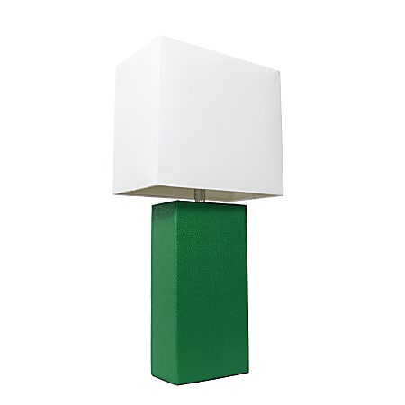 Elegant Designs Modern Leather Table Lamp, 21"H, White/Green