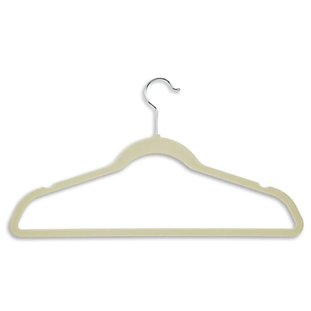 Honey-Can-Do Velvet-Touch Suit Hangers, 9 1/2"H x 1/4"W x 17 3/4"D, Ivory, Pack Of 50