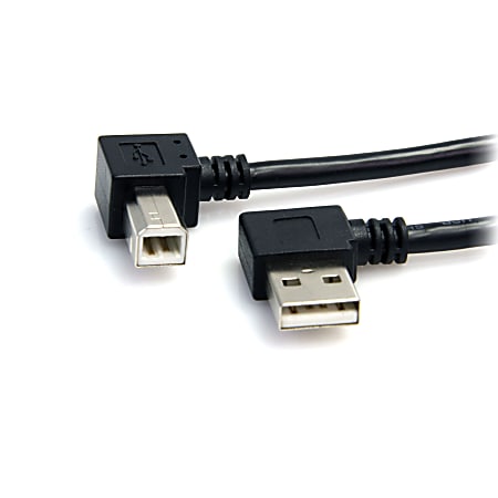 StarTech.com 3 ft A Right Angle to B Right Angle USB Cable - M/M - Connect USB 2.0 peripherals to your computer, for installation in narrow spaces - USB A to B Cable