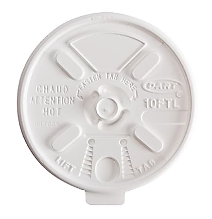 Dart Lift-n-Lock Coffee Cup White Lids - Dome - Plastic - White - 1000 / Carton