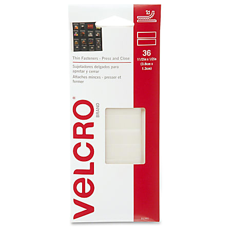 VELCRO® Brand VELCRO Brand Press-and-close Fasteners - 0.50" Width x 1.50" Length - Adhesive Backing - 36 / Pack - Natural
