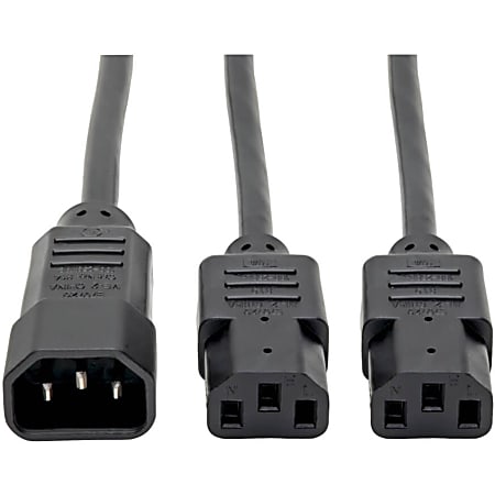 Eaton Tripp Lite Series C14 Male to C13 Female Splitter, PDU Style - C14 to 2x C13, 10A, 250V, 18 AWG, 6 ft. (1.83 m), Black - P0040062C13