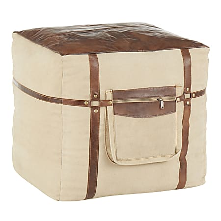 LumiSource Samson Pouf Ottoman, Sand/Espresso