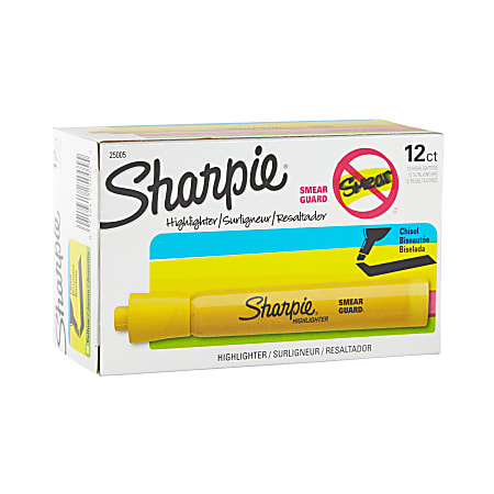 Sharpie® Accent® Tank Highlighters, Yellow, Pack Of 12