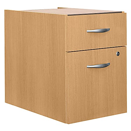 Bush Business Furniture Components 20-1/6"D Vertical 2-Drawer 3/4 Pedestal Cabinet, Light Oak, Standard Delivery