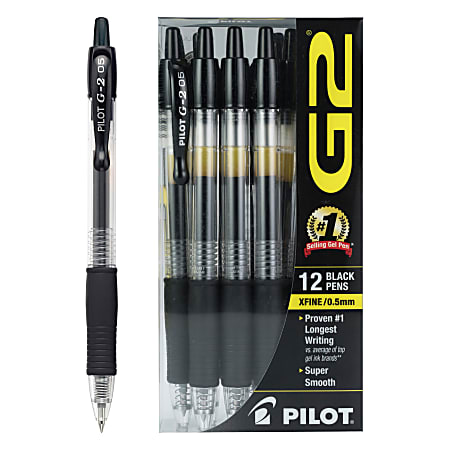 Pilot G2 Gel Roller Pens Extra Fine Point 0.5 mm Clear Barrel