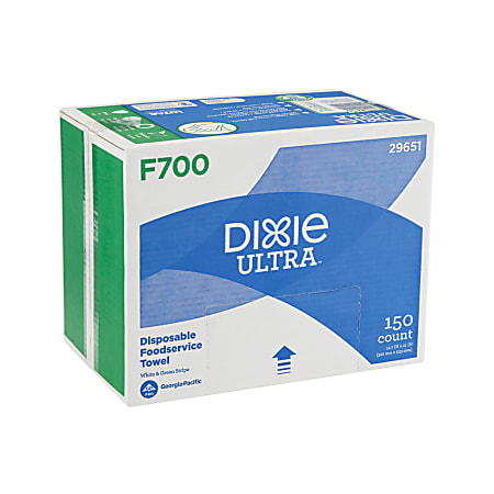 Brawny Dixie Ultra® F700 Disposable Foodservice Towels By Gp Pro, White & Green Stripe, 150 Towels Per Box