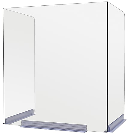 Deflecto Bent-Edge Desktop Barriers, 20"H x 18"W x 14-1/2"D, Clear, Pack Of 4 Barriers