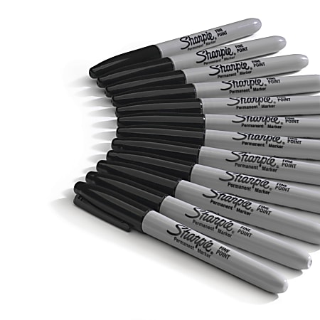Sharpie Fine Point Permanent Markers Gray Barrel Black Ink
