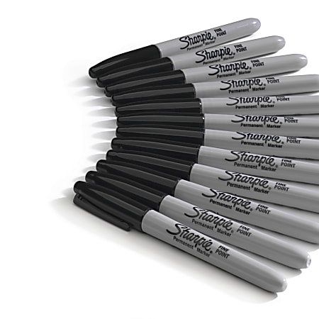 Sharpie Fine Point Permanent Markers Gray Barrel Black Ink Pack Of 12 -  Office Depot