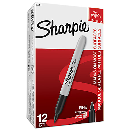 Sharpie Fine Point Permanent Markers Gray Barrel Black Ink Pack Of 12 -  Office Depot