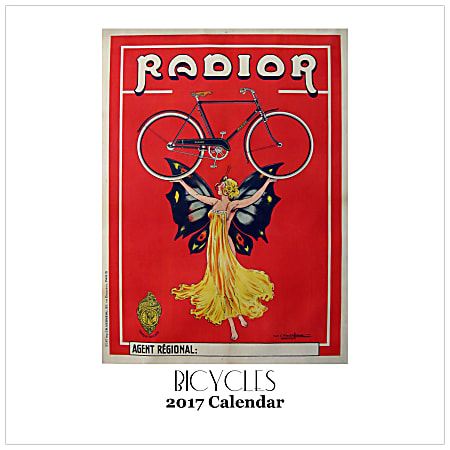 Retrospect Monthly Square Wall Calendar, 12 1/4" x 12", Bicycles, January to December 2017