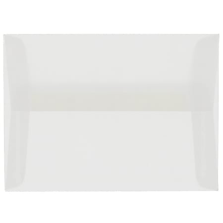 JAM Paper® Booklet Invitation Envelopes, A8, Gummed Seal, Clear Translucent, Pack Of 25