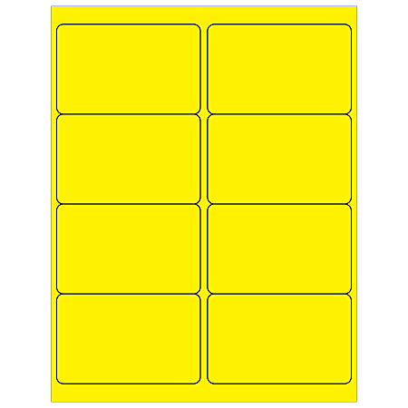 Tape Logic® Permanent Labels, LL179YE, Rectangle, 4" x 2 1/2", Fluorescent Yellow, Case Of 800