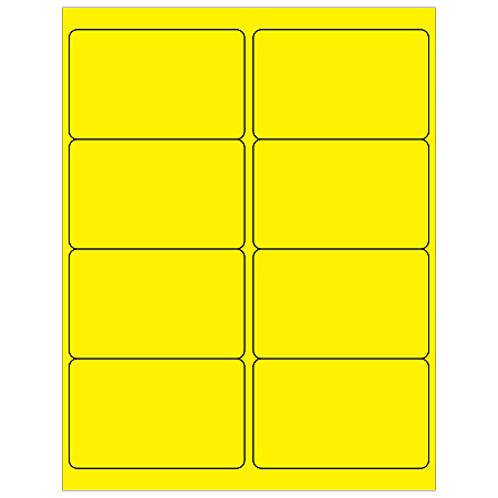 Office Depot® Brand Labels, LL179YE, Rectangle, 4" x 2 1/2", Fluorescent Yellow, Case Of 800