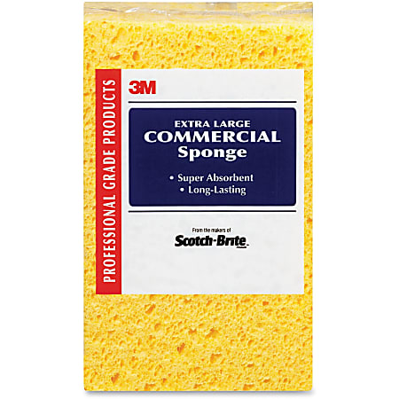 Scotch-Brite Extra-Large Commercial Sponge - 24/Carton - Cellulose - Yellow