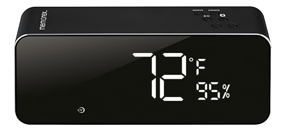 Memorex® Wireless Digital Clock Radio, 2-11/16"H x 2-1/16"W x 6-7/8"D, Black