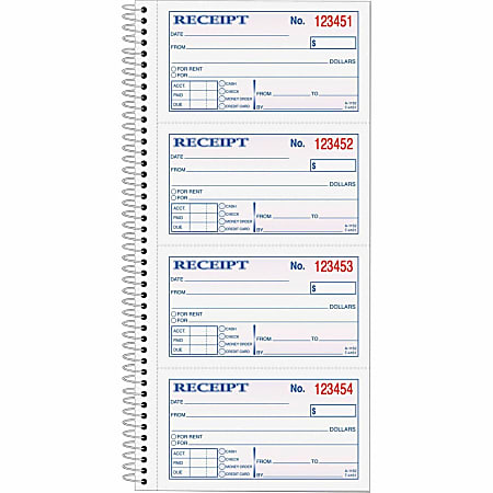 TOPS™ Money/Rent Receipt Book, 2-Part, Carbonless, 11" x 5 1/4", White/Canary