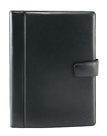 FranklinCovey® Executive Series Collection Leather Padfolio With Writing Pad, 10 1/10" x 12 3/5" x 1", Black
