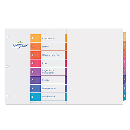 Avery® Ready Index® Table Of Contents Dividers, 11" x 17", Multicolor, 8-Tab