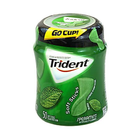 Trident® gum Sugar-Free Soft Sticks Spearmint Gum, 50 Pieces Per Cup, Box Of 6 Cups