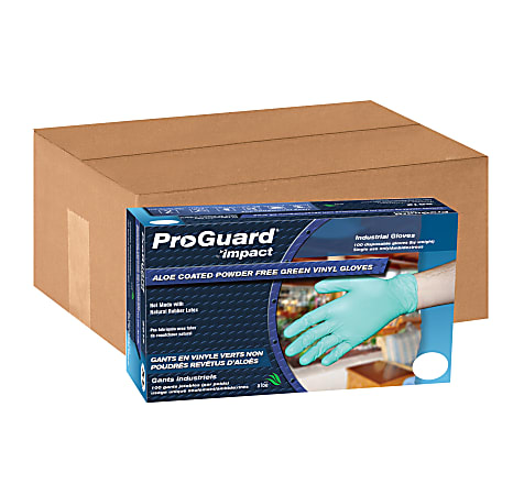 ProGuard Aloe Coated Powder-Free Vinyl General Purpose Gloves, Medium, Green, Carton Of 1000