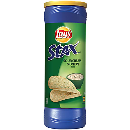 Lay's Stax Sour Cream/Onion Potato Crisps - Sour Cream, Onion - Canister - 5.75 oz - 11 / Carton