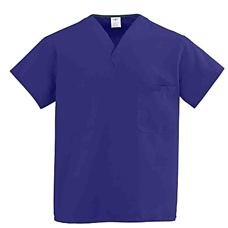 Medline ComfortEase™ Unisex 1-Pocket Reversible Scrub Top, 4X, Royal Blue