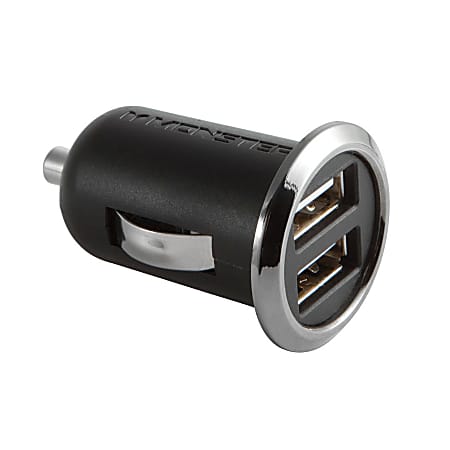 Monster Mobile® PowerPlug Dual USB 700 Car Charger, Black