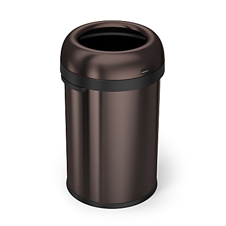 simplehuman® Bullet Open Trash Can, 30 Gallons, Dark Bronze Steel