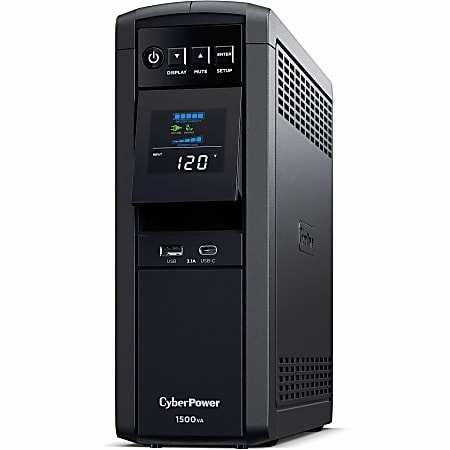 CyberPower CP1500PFCLCD UPS 1500VA 1000W PFC compatible Pure sine wave - 1500VA/900W - Tower - 2 Minute Full Load - 10 x NEMA 5-15R