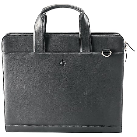 Franklin Covey Leather Computer Tote Bag / Laptop Case - Black