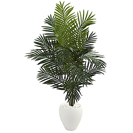 Nearly Natural Paradise Palm 66”H Artificial Tree With Planter, 66”H x 38”W x 26”D, Green/White