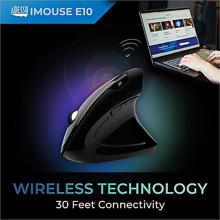 Adesso iMouse E10 Wireless RF Vertical Ergonomic Optical Mouse