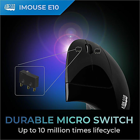 Adesso iMouse E10 Wireless RF Vertical Ergonomic Optical Mouse