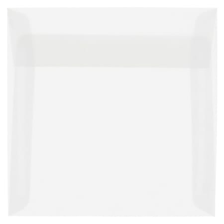 JAM Paper® Translucent Vellum Invitation Envelopes, 5 1/2" x 5 1/2", Gummed Seal, Clear, Pack Of 25