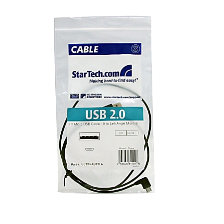 StarTech.com 3 ft Micro USB Cable A to Left Angle Micro B Charge or ...