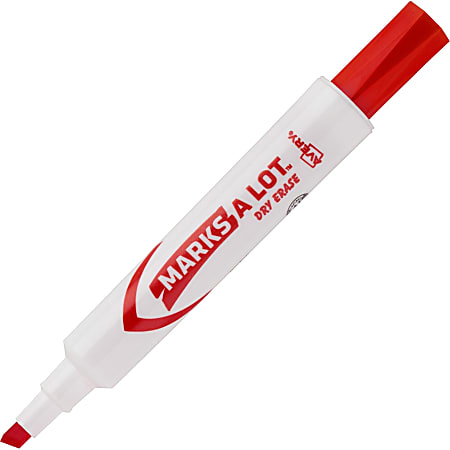 Marks-A-Lot Desk Style Dry Erase Markers - Broad Marker Point Type - Chisel Marker Point Style - Red - 12 / Box